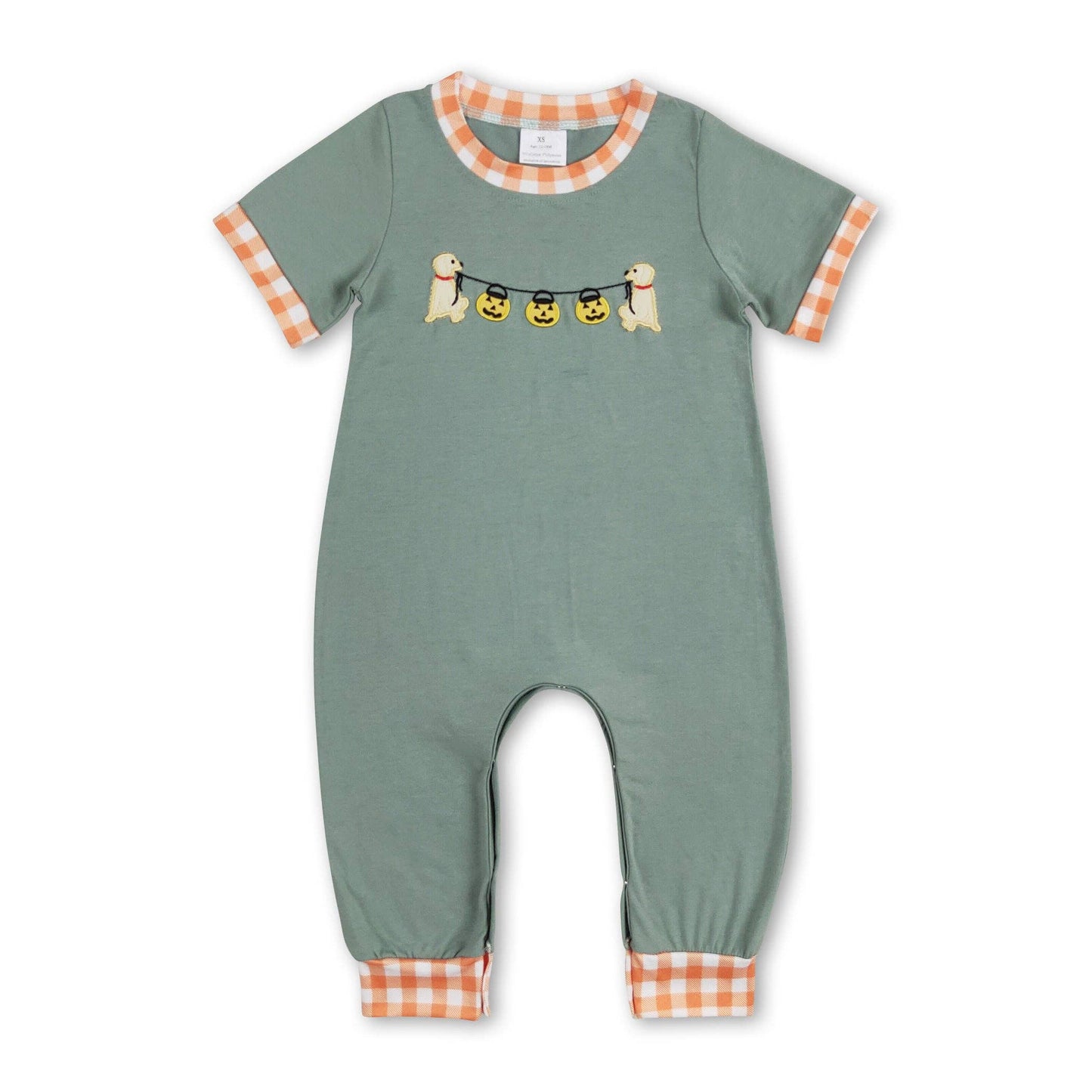Dog pumpkin boys Halloween romper