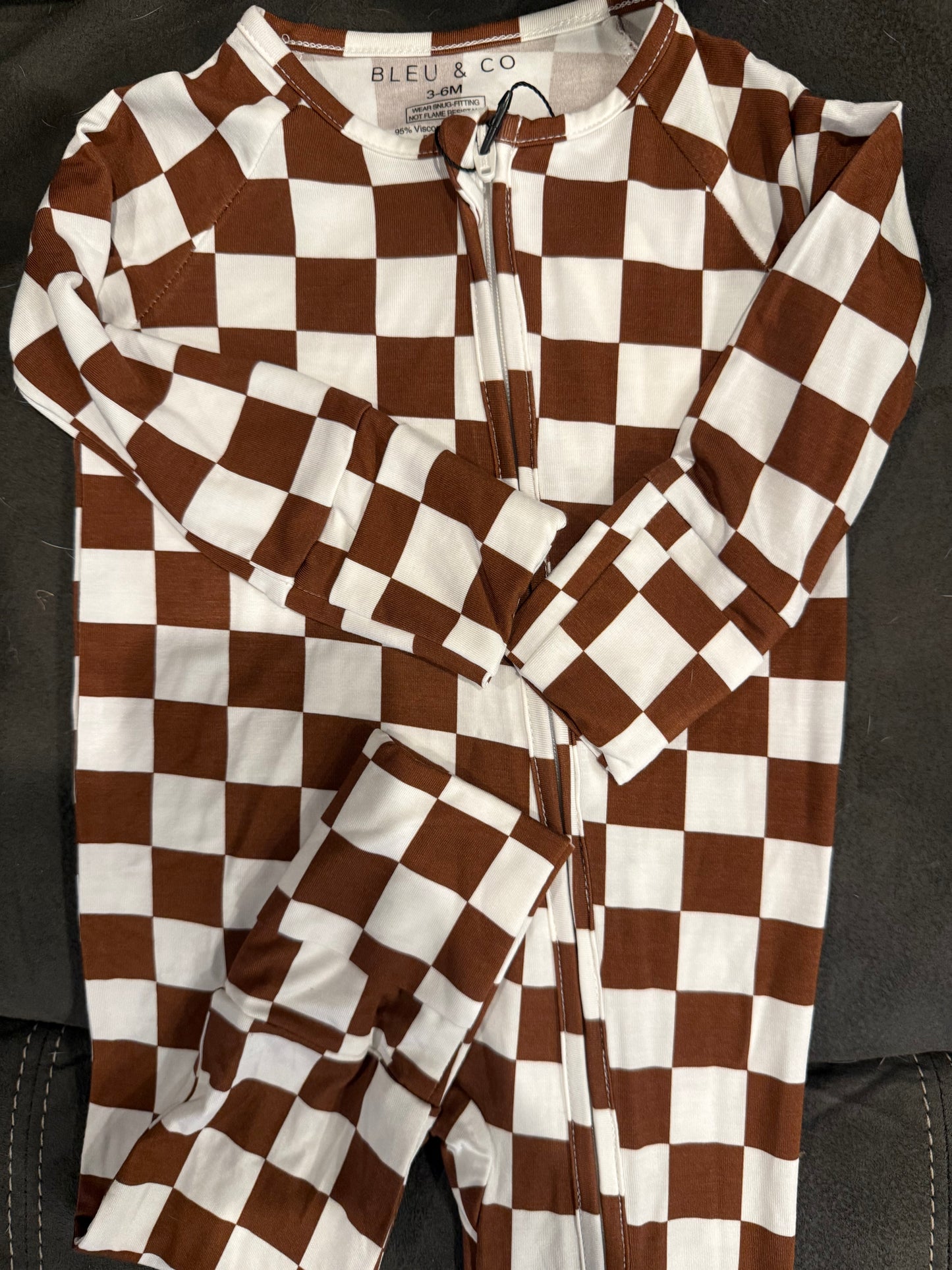 Brown & White Checkered Footie