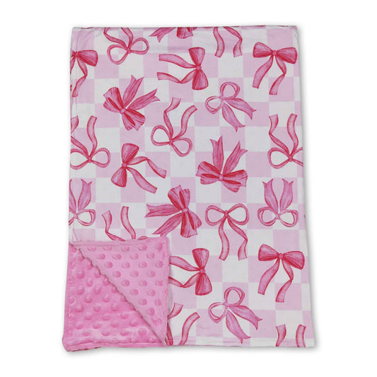 Pink Plaid Bow Blanket