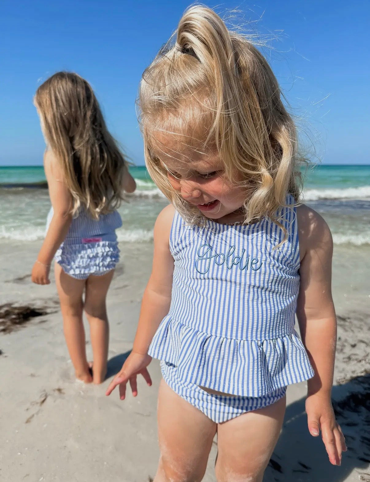 Girls Seersucker 2 Piece Swimsuit