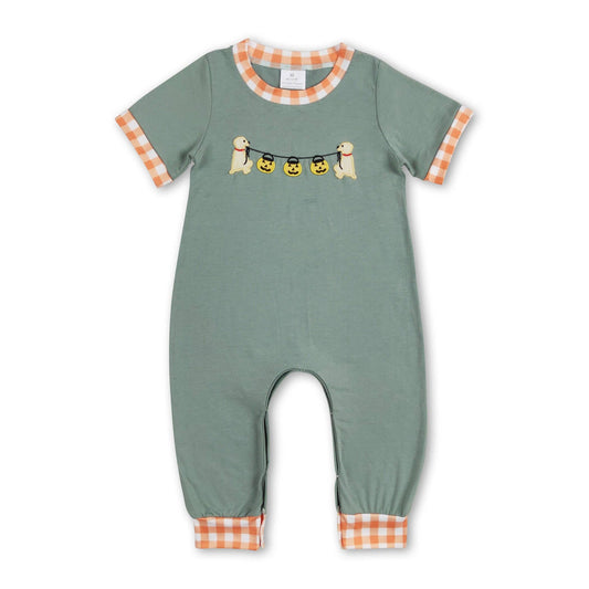 Dog pumpkin boys Halloween romper