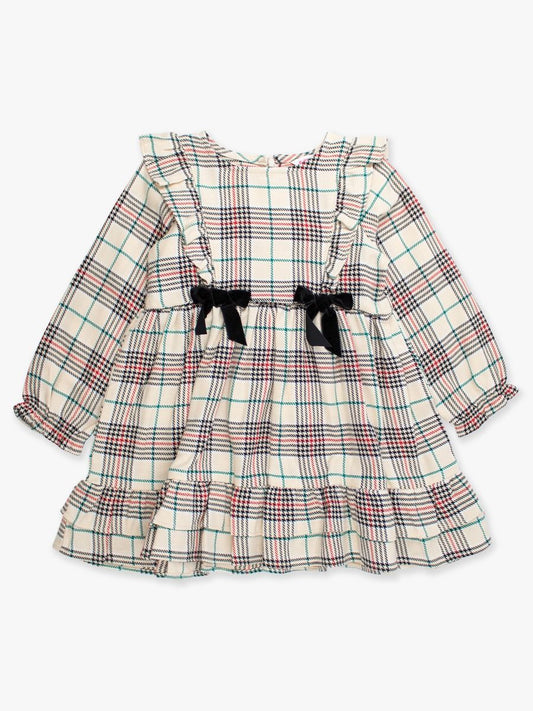 Girls Plaid Bow Dress