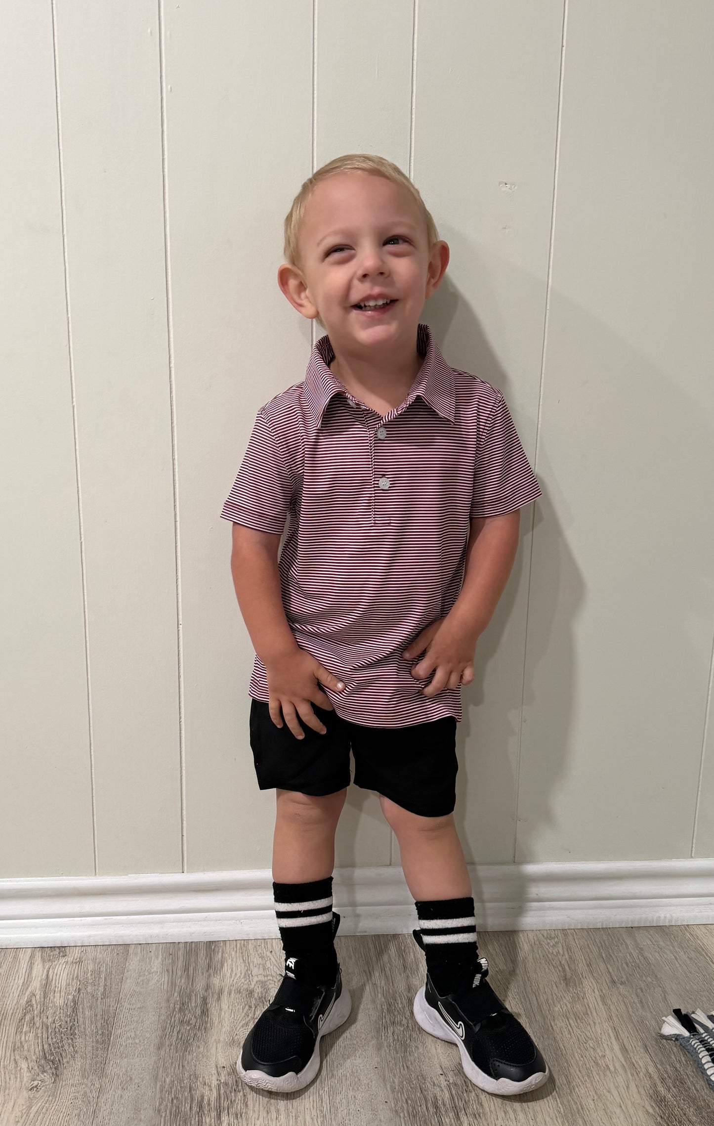Boys Maroon Stripe Shirt