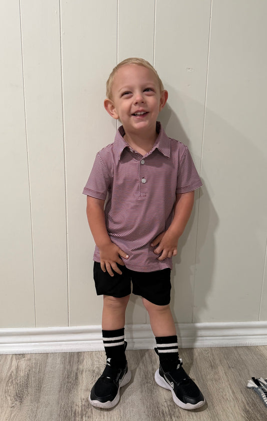 Boys Maroon Stripe Shirt