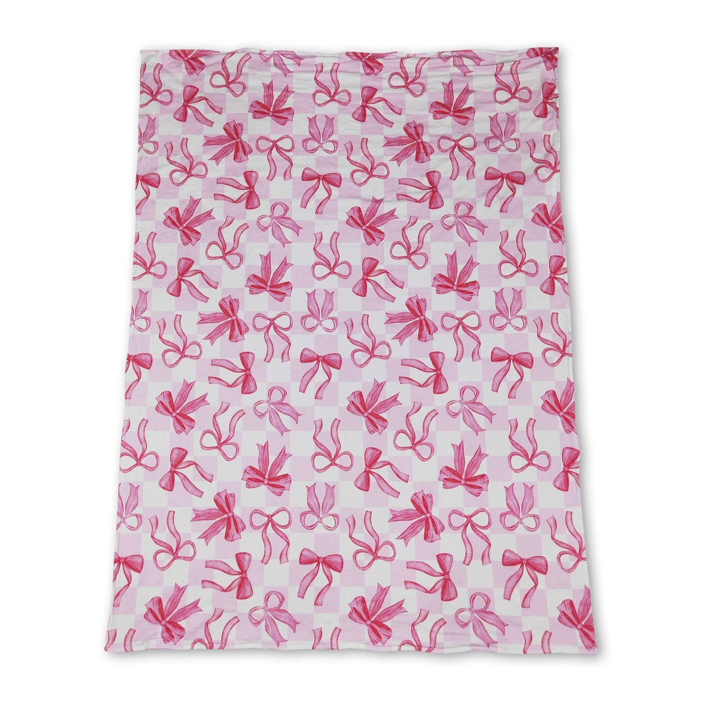 Pink Plaid Bow Blanket