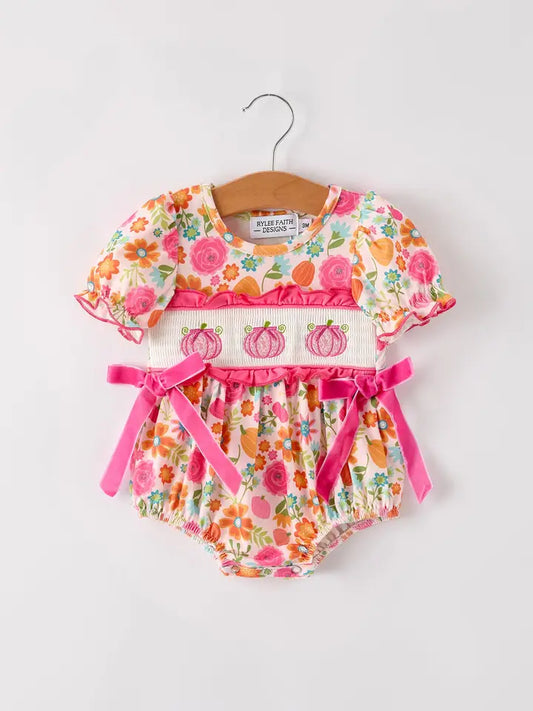 Pink Bow Pumpkin Romper